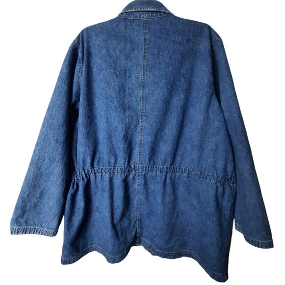 Denim & Co blue jean button down tie at the waist jacket 2X - Picture 3 of 10